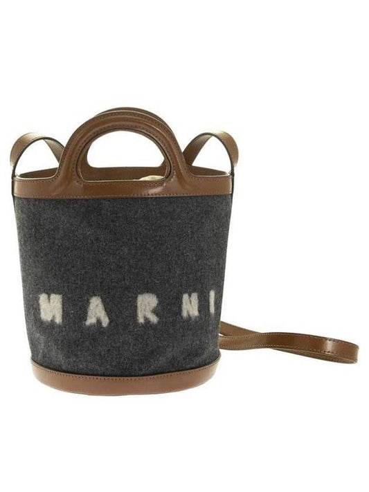 logo cotton bucket bag brown - MARNI - BALAAN.