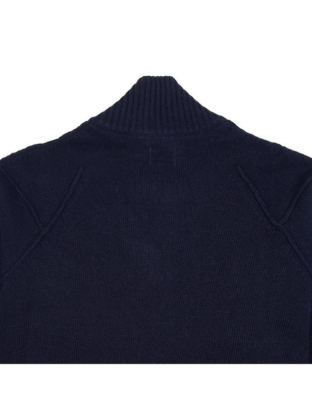 Lens Wappen Lambswool Zip-Up Cardigan Navy - CP COMPANY - BALAAN 10