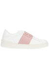 Rockstud Hidden Open Low Top Sneakers White Pink - VALENTINO - BALAAN.
