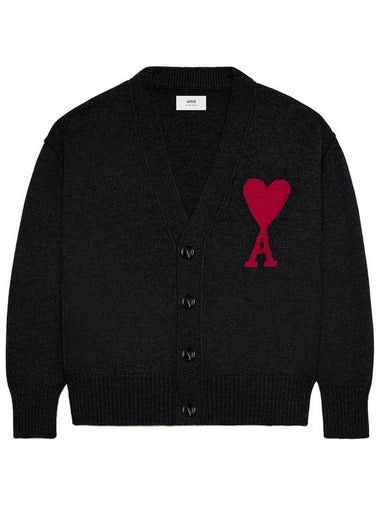 De Coeur Logo Wool Cardigan Black - AMI - BALAAN 1