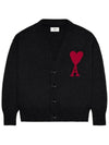 De Coeur Logo Wool Cardigan Black - AMI - BALAAN 1