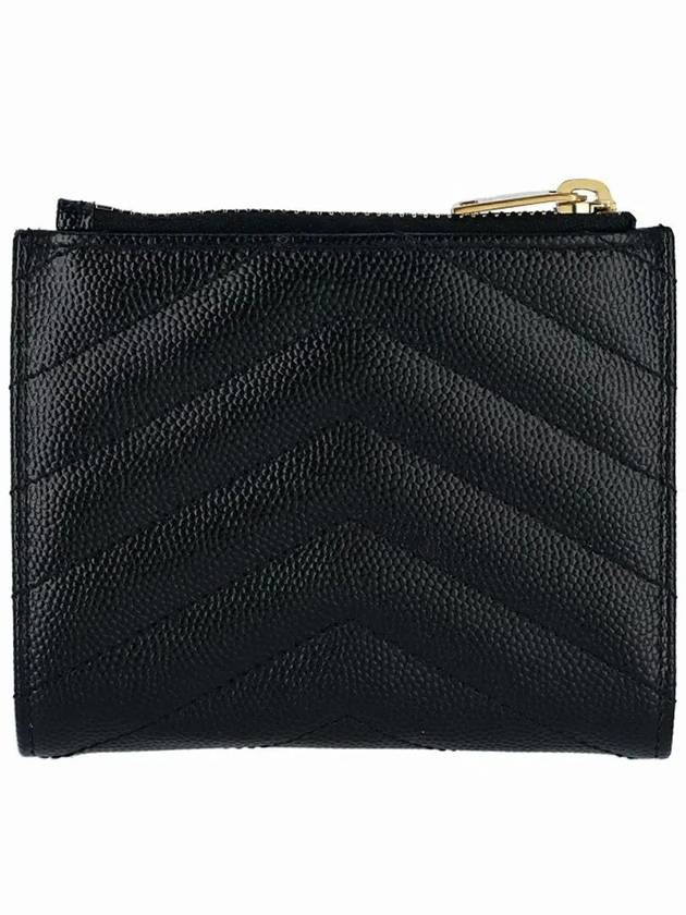 Cassandre Matelasse Grain De Poudre Embossed Leather Half Wallet Black - SAINT LAURENT - BALAAN 6