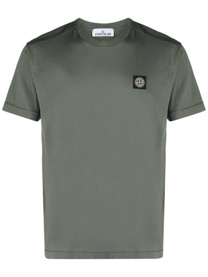 Logo Patch Short Sleeves T-Shirt Green - STONE ISLAND - BALAAN 2