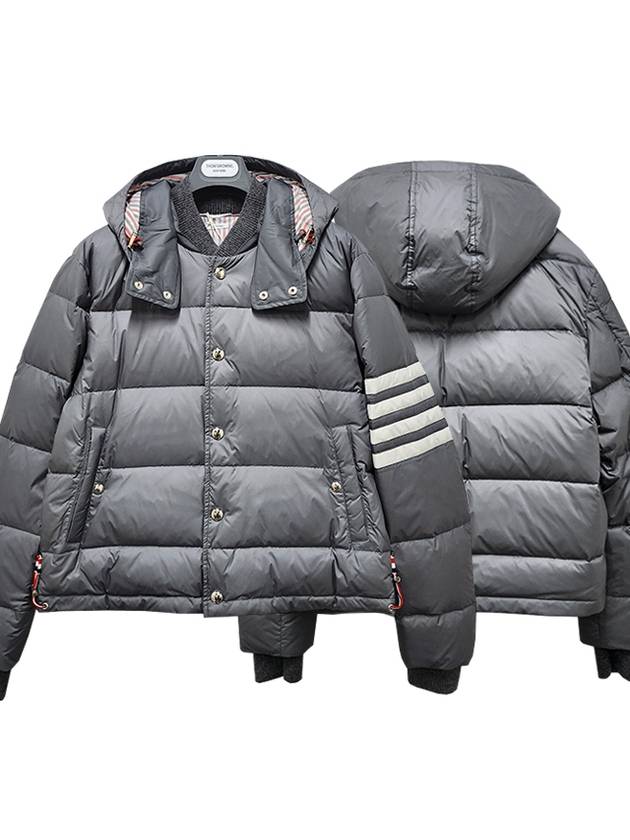 Downfilled Nylon 4-Bar Bomber Padding Medium Grey - THOM BROWNE - BALAAN 2