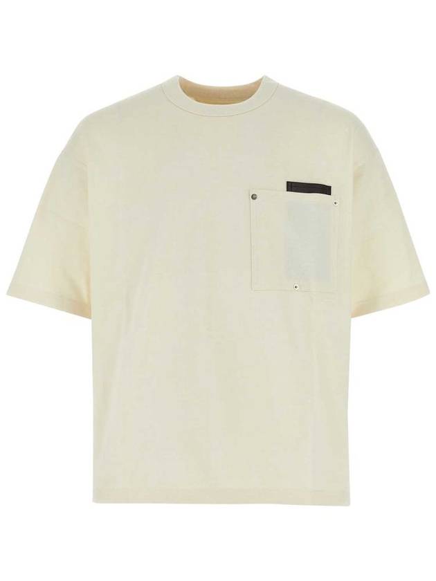 Leather Detailing Short Sleeve T-Shirt Ivory - BOTTEGA VENETA - BALAAN 2