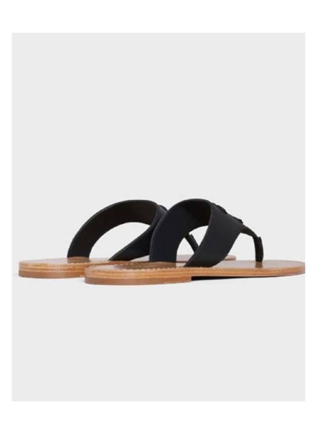 Triomphe Leather Flip Flops Black - CELINE - BALAAN 4