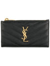 Monogram Fragment Zipper Card Wallet Black - SAINT LAURENT - BALAAN 3