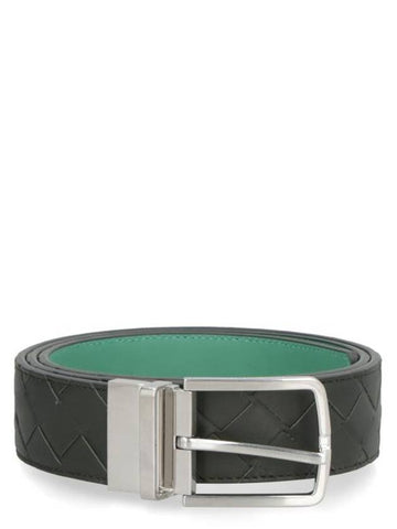 Intrecciato Reversible Leather Belt Black - BOTTEGA VENETA - BALAAN 1