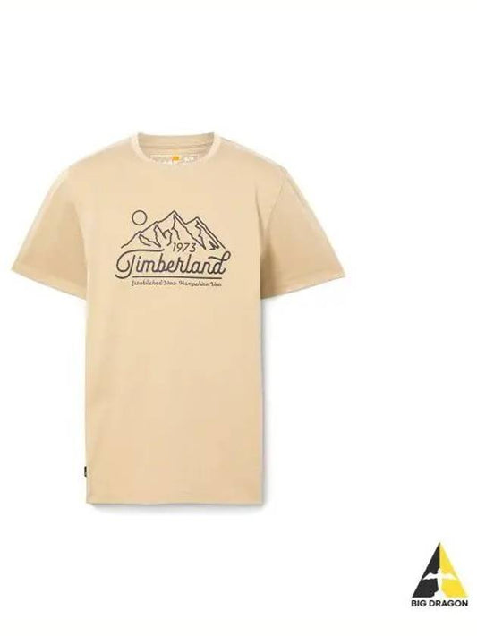 Men s Mountain Logo Graphic Short Sleeve T Shirt Lemon Pepper TB0A2QMTDH41 - TIMBERLAND - BALAAN 1