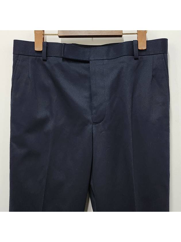 Men's Twill Unconstructed Cotton Straight Pants Navy - THOM BROWNE - BALAAN 3