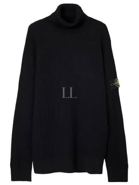 Men's Logo Patch Turtleneck Black - STONE ISLAND - BALAAN 2