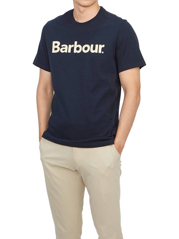 Men's Logo Print Short Sleeve T-Shirt Navy - BARBOUR - BALAAN 5