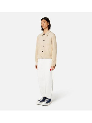 Suede Overshirt Jacket Beige - AMI - BALAAN 1