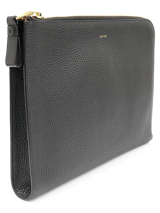 H0355P Black Soft Grain Leather Gold Zip Around Portfolio Berkeley Clutch - TOM FORD - BALAAN 3