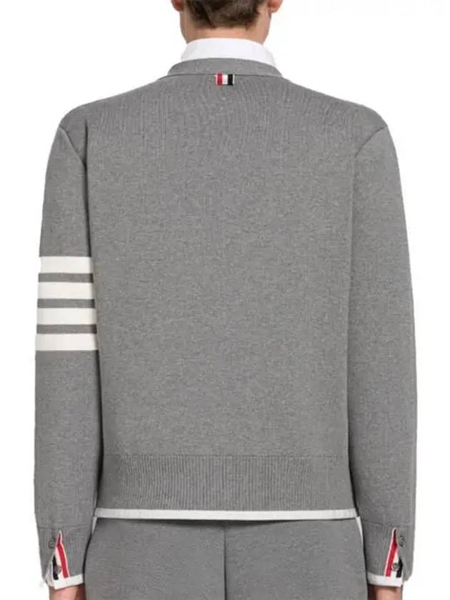 V-Neck Diagonal Armband Cardigan Grey - THOM BROWNE - BALAAN 6