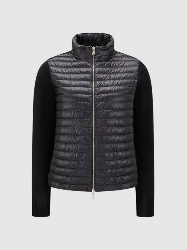 Padded Wool Cardigan Black - MONCLER - BALAAN 3