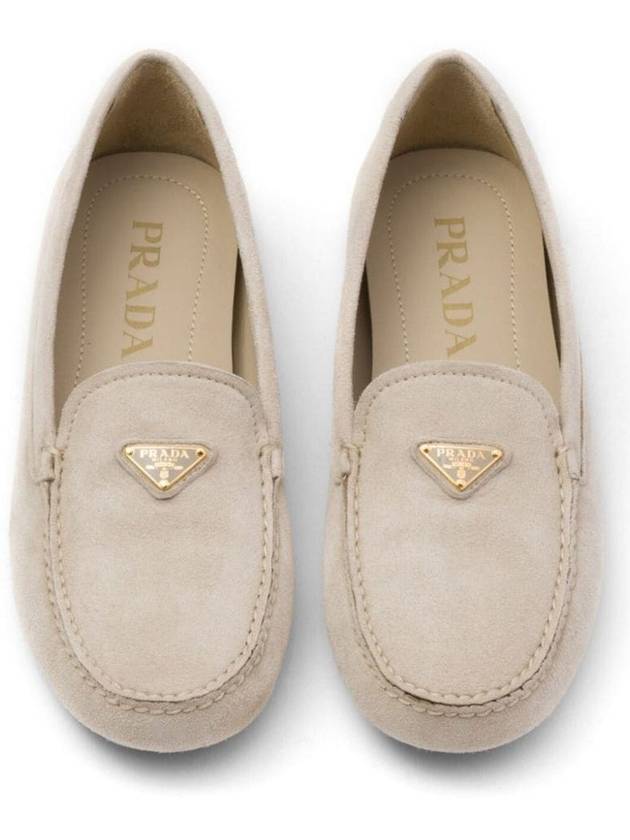 Triangle Logo Suede Driving Shoes Pumice Stone - PRADA - BALAAN 6