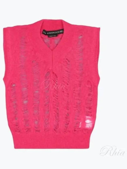 V-Neck Open Knit Vest Pink - ANDERSSON BELL - BALAAN 2