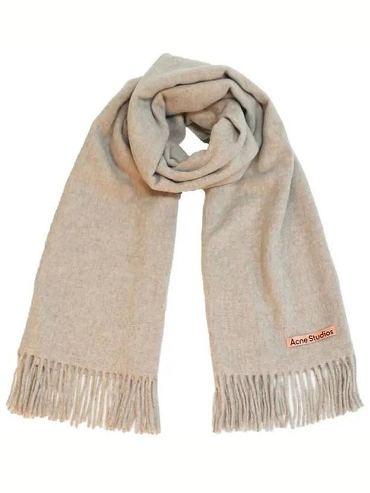 Logo Wool Fringe Scarf Oatmeal Melange - ACNE STUDIOS - BALAAN 2