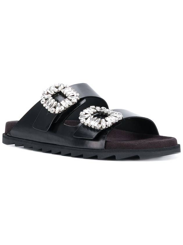 Silver Buckle Slippers Black - ROGER VIVIER - BALAAN 3