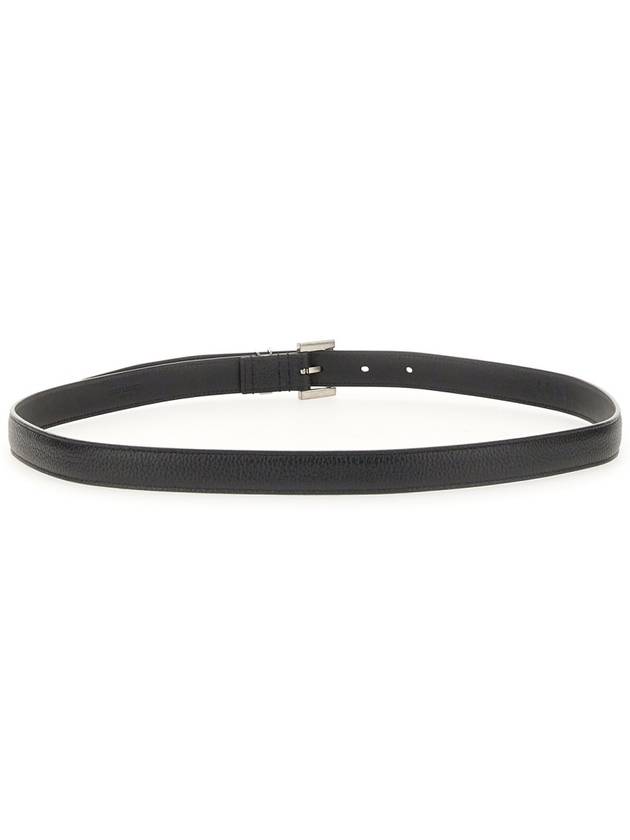 Men's Monogram Grain Belt Black - SAINT LAURENT - BALAAN 4