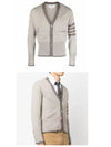 Men's Diagonal Armband Cashmere V-Neck Cardigan Beige - THOM BROWNE - BALAAN 6