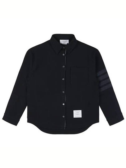 Double Face Tech Twill 4 Bar Oversized Shirt Navy - THOM BROWNE - BALAAN 2