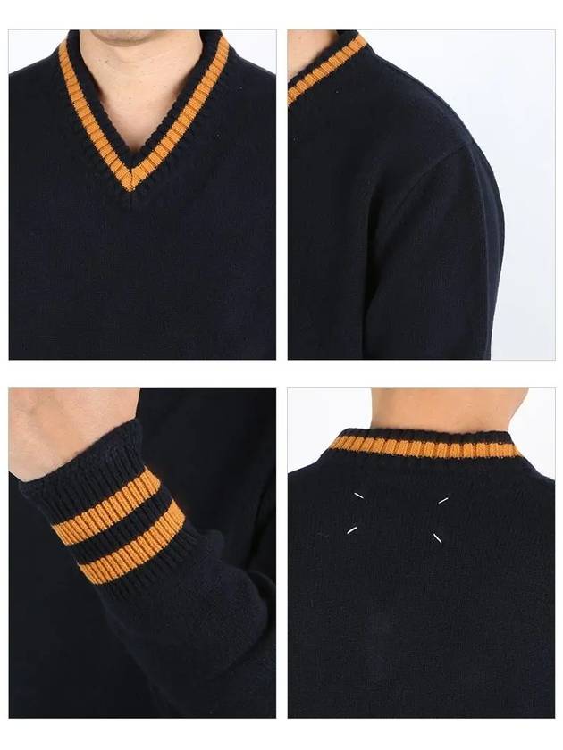 Stitch Patch Wool Knit Top Navy - MAISON MARGIELA - BALAAN 4