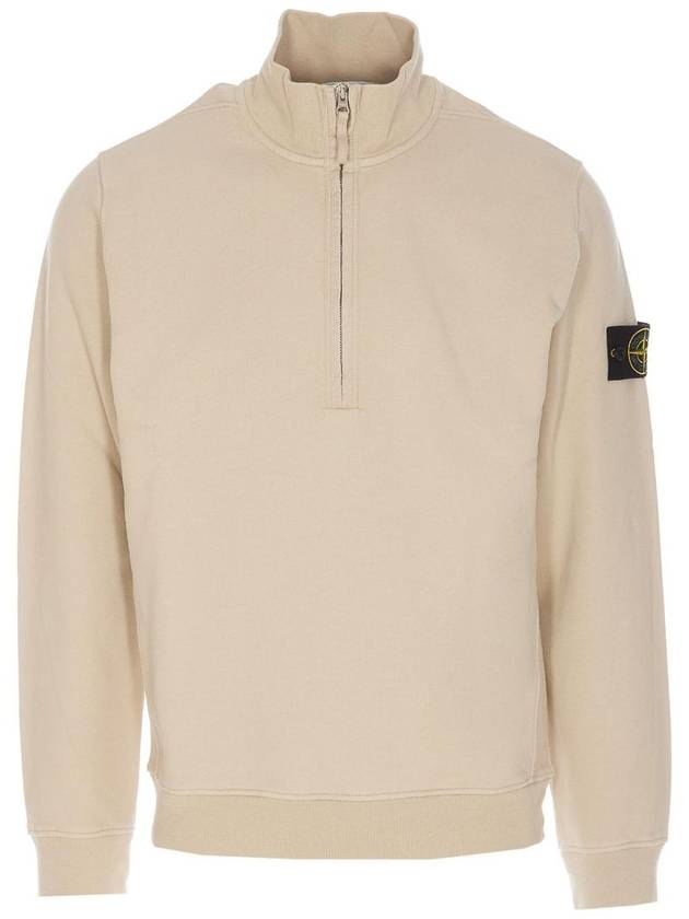 Logo Half Zipper Sweatshirt Beige - STONE ISLAND - BALAAN 1