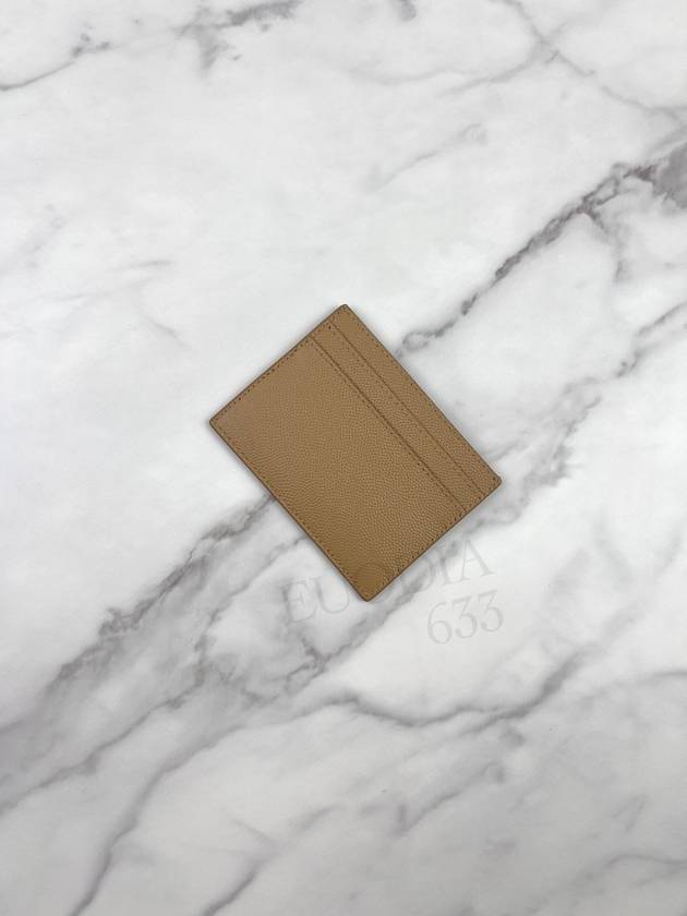 Logo Detail Calfskin Card Wallet Teakwood - SAINT LAURENT - BALAAN 8