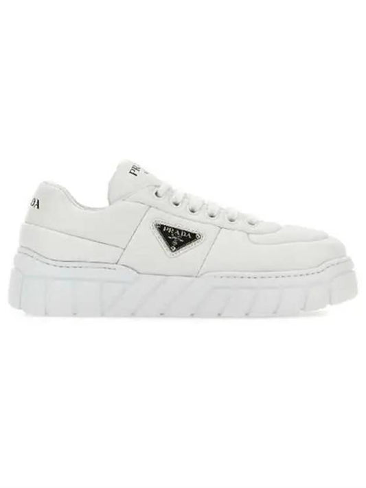 Triangle Logo Quilted Leather Low-Top Sneakers White - PRADA - BALAAN 2