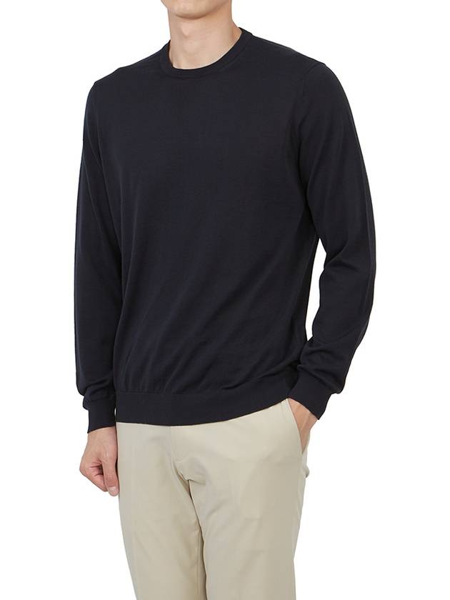 Men's Crew Neck Cotton Knit Top Navy - DRUMOHR - BALAAN 6