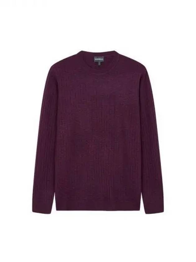 Men s Textured Cashmere Wool Knit China Plum 270761 - EMPORIO ARMANI - BALAAN 1