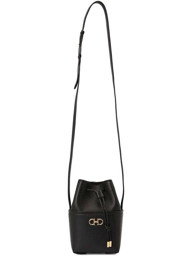 Gancini Mini Bucket Bag Black - SALVATORE FERRAGAMO - BALAAN 8