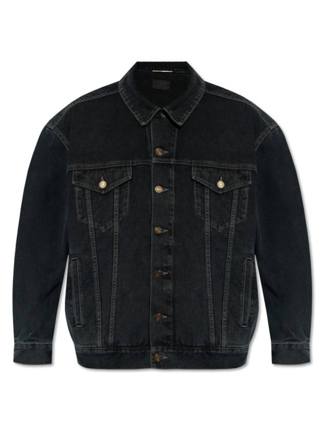 Egg Shape Denim Jacket Dark Blue Black - SAINT LAURENT - BALAAN 1