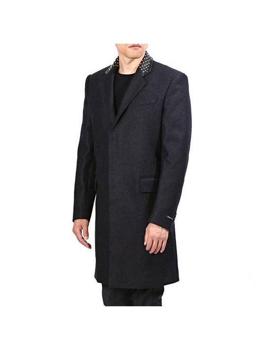 Men's Leather Collar Classic Single Coat Charcoal - LES HOMMES - BALAAN 1