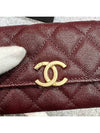 Caviar CC logo gold chain card wallet burgundy - CHANEL - BALAAN 5