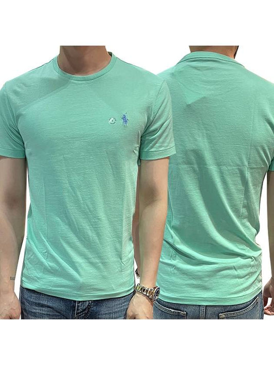 Embroidered Logo Cotton Short Sleeve T-Shirt Aqua Green - POLO RALPH LAUREN - BALAAN 2