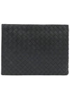 Intrecciato Half-Zip Clutch Bag Black - BOTTEGA VENETA - BALAAN 5