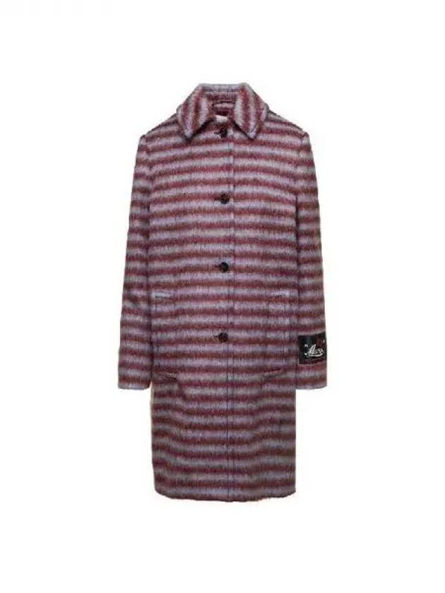 Logo label cuffed striped alpaca coat 270403 - MARNI - BALAAN 1