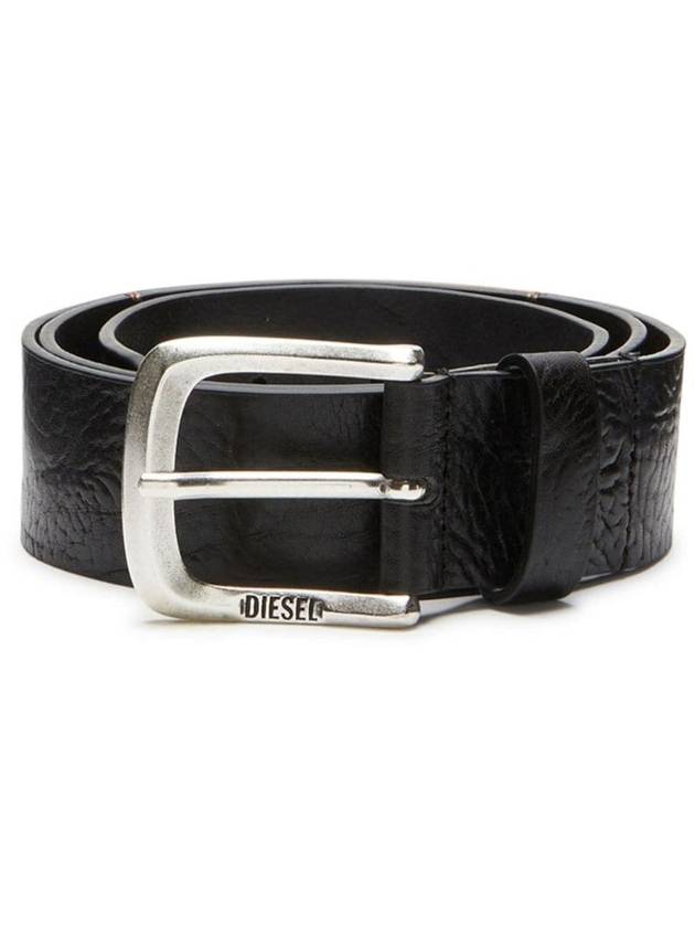 B Jackron Leather Belt Black - DIESEL - BALAAN 1