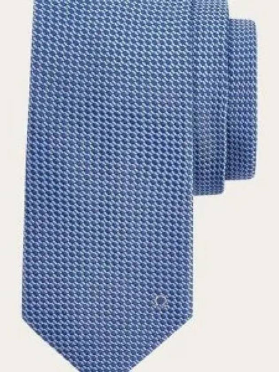 Embroidered Logo Silk Tie Blue - SALVATORE FERRAGAMO - BALAAN 2