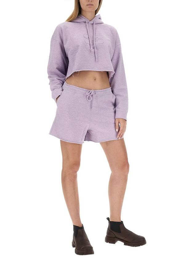 Crop Logo Hoodie Purple - GANNI - BALAAN 3