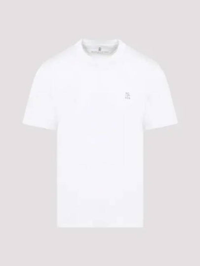 Embroidery Logo Short Sleeve T-Shirt White - BRUNELLO CUCINELLI - BALAAN 2