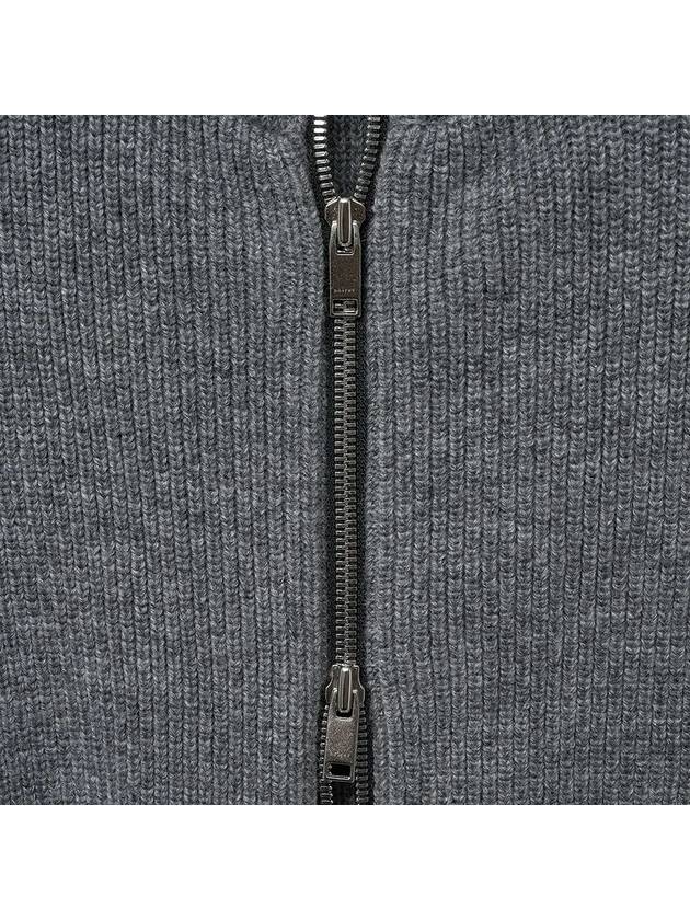 High neck zip up knit jacket gray - NOIRER - BALAAN 7