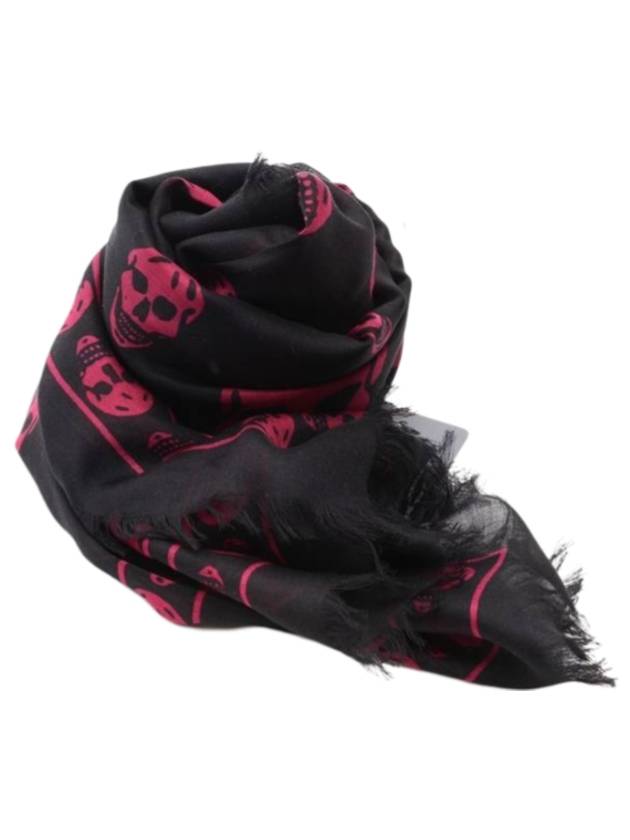 skull print muffler black - ALEXANDER MCQUEEN - BALAAN 1