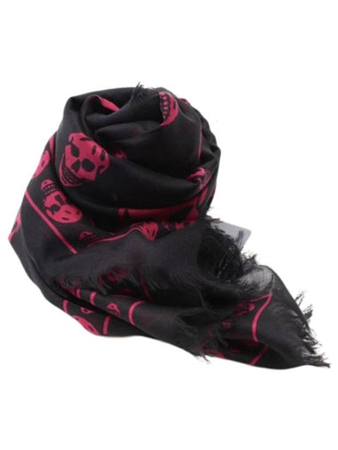 skull print muffler black - ALEXANDER MCQUEEN - BALAAN 1