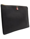 Black Pebble Grain Leather Document Folio Large Clutch - THOM BROWNE - BALAAN 5