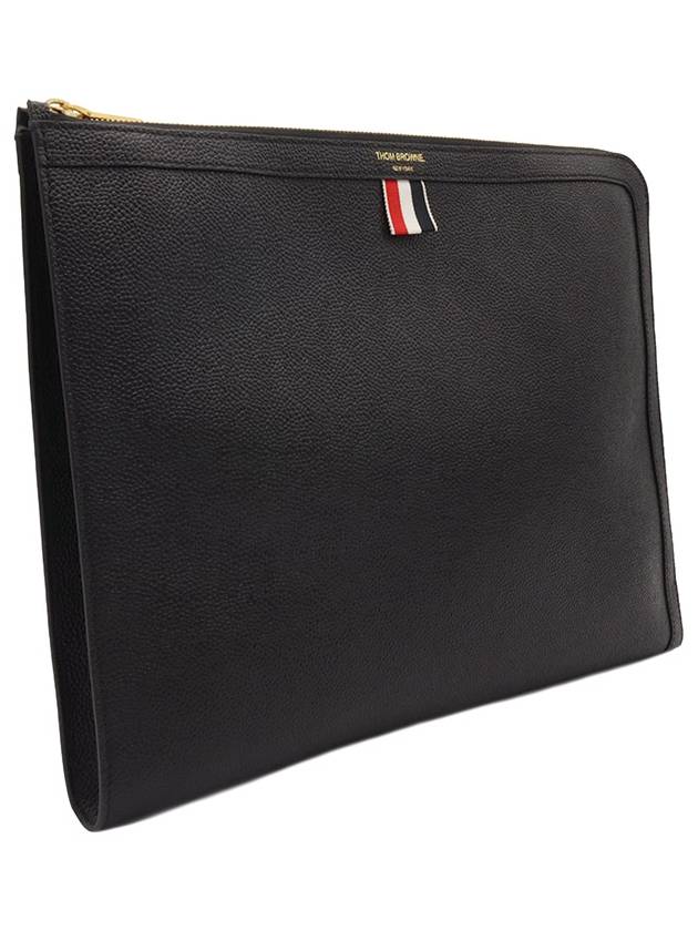 Black Pebble Grain Leather Document Folio Large Clutch MAC074A00198001 - THOM BROWNE - BALAAN 5