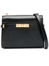 Manhattan Mini Embossed Gold-Tone Logo Leather Cross Bag Black - SAINT LAURENT - BALAAN 3